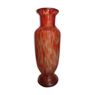 Old glass paste vase h 22.5 cm vintage, decoration, collection