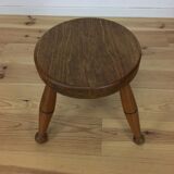 Tabouret tripode chêne massif art déco
