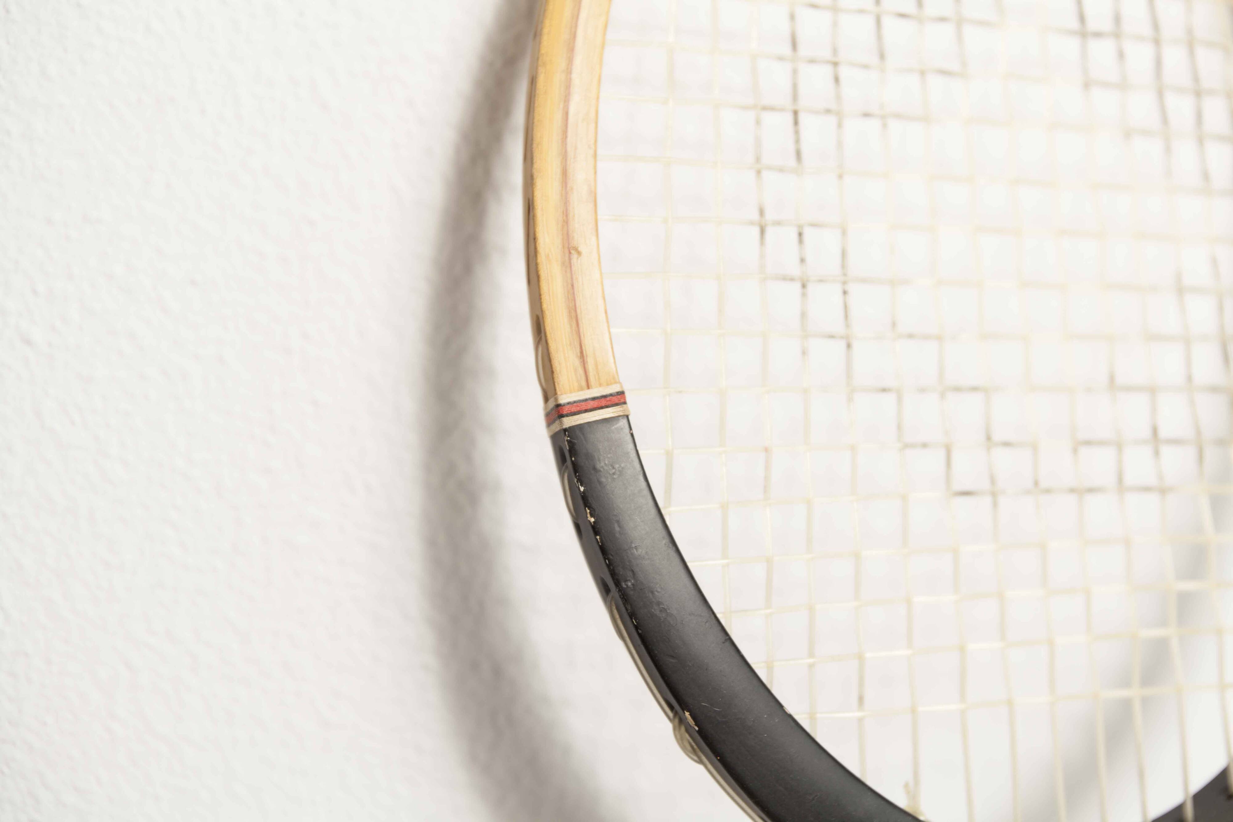 1970 Spalding black and red wooden tennis racket