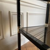 Pair of vintage metal and smoked glass side tables