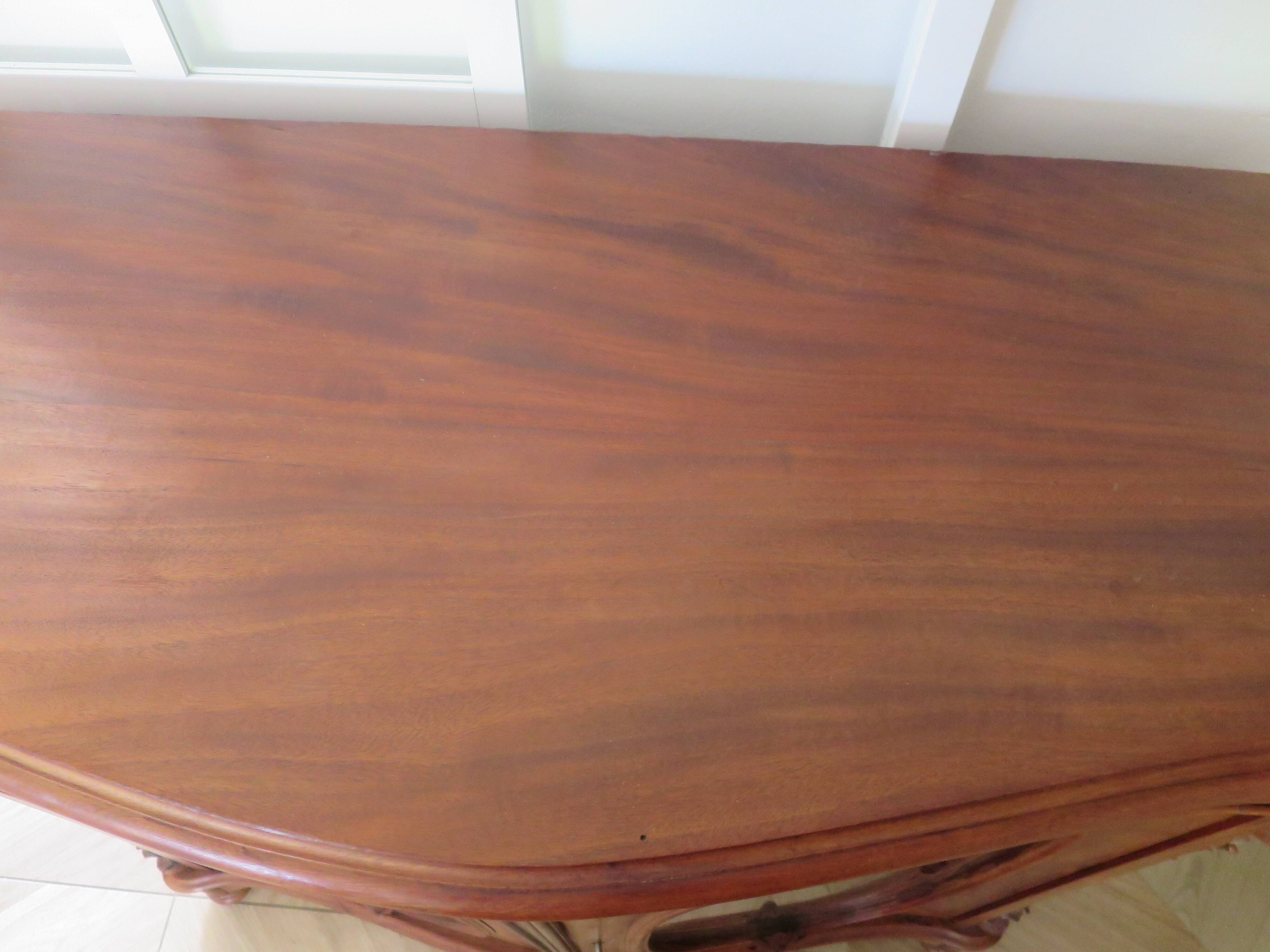 Curved showcase library carved wood 2 doors mahogany English style