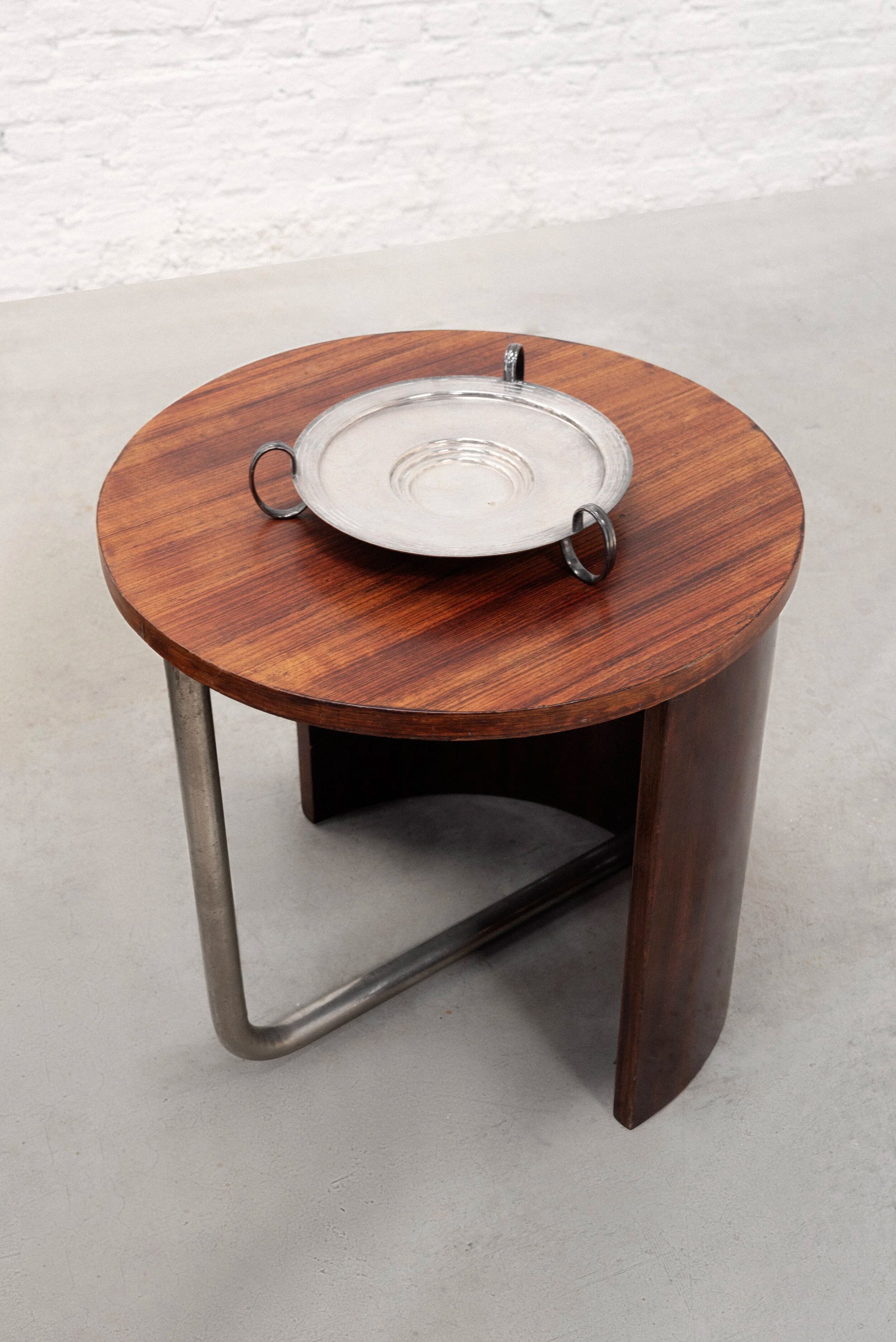 French Modernist Art Deco tubular steel side table, c. 1930s