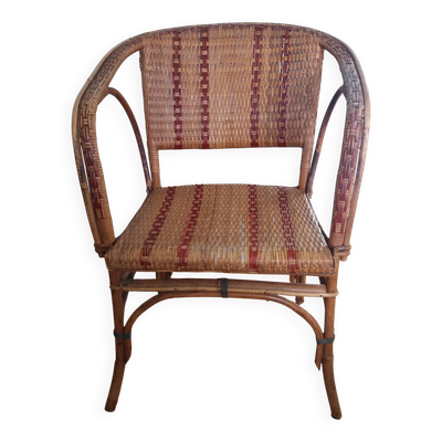 Fauteuil bistrot en bambou et osier