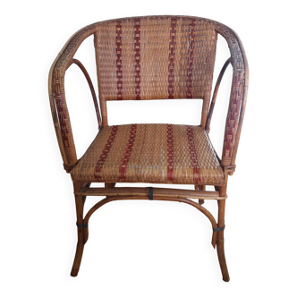 Bistro armchair in bamboo and wicker