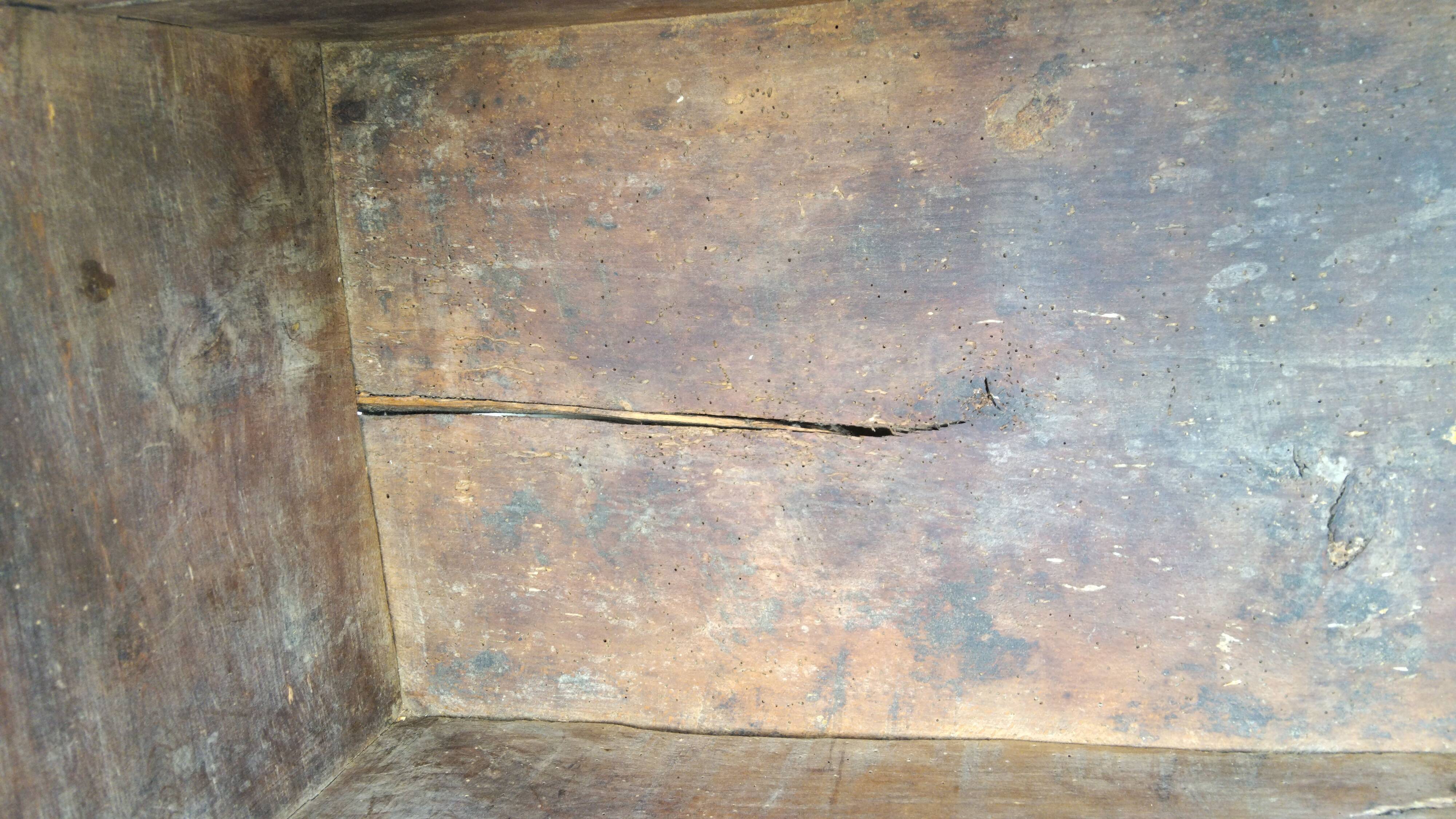Antique marriage chest castle 17th century solid oak