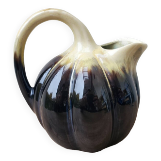 Ceramic colocynth melon pitcher signed Alpho