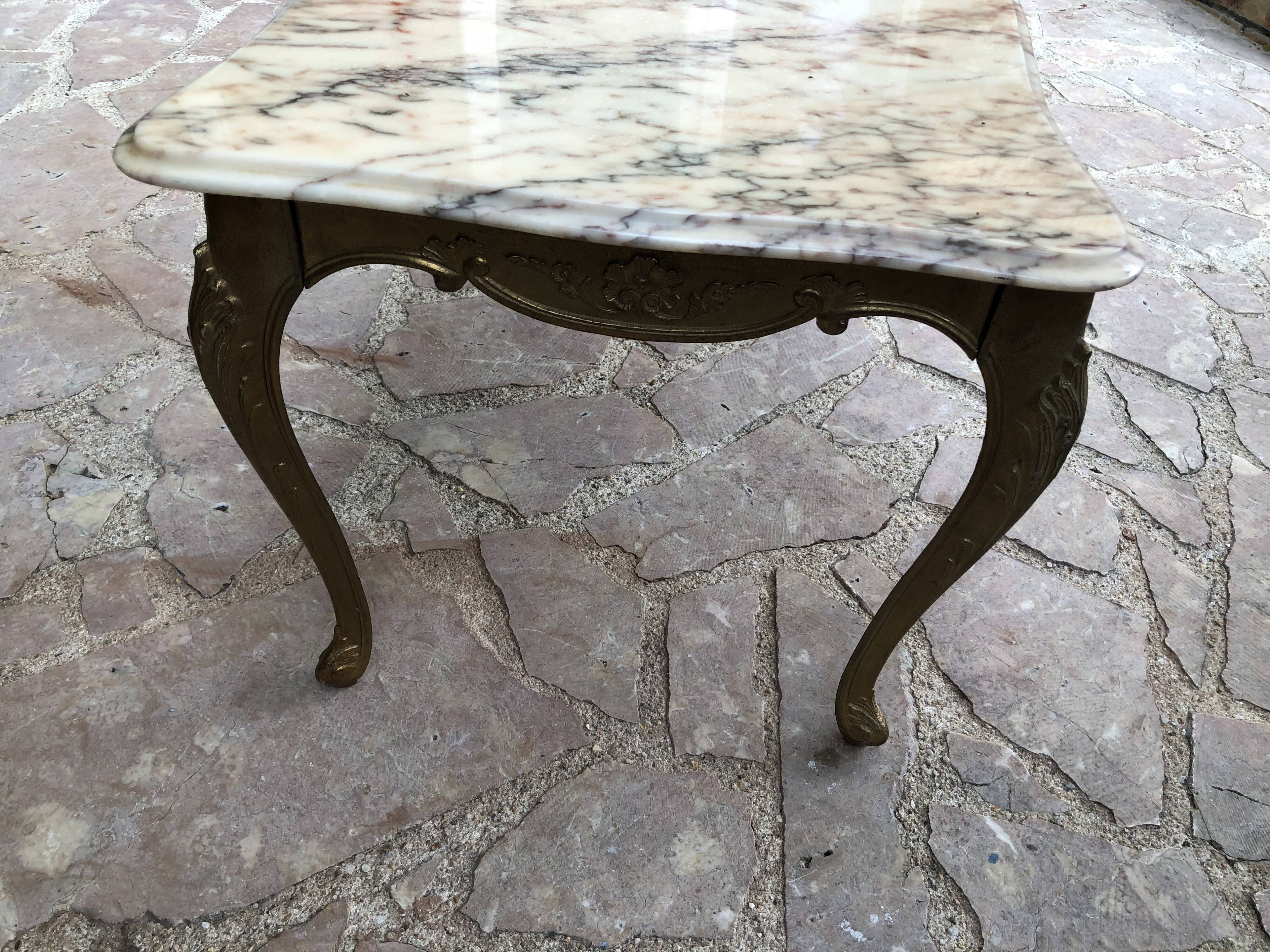 Gold bronze and marble coffee table