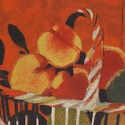 Yves Ganne : Le panier de pêches, lithographie originale signée