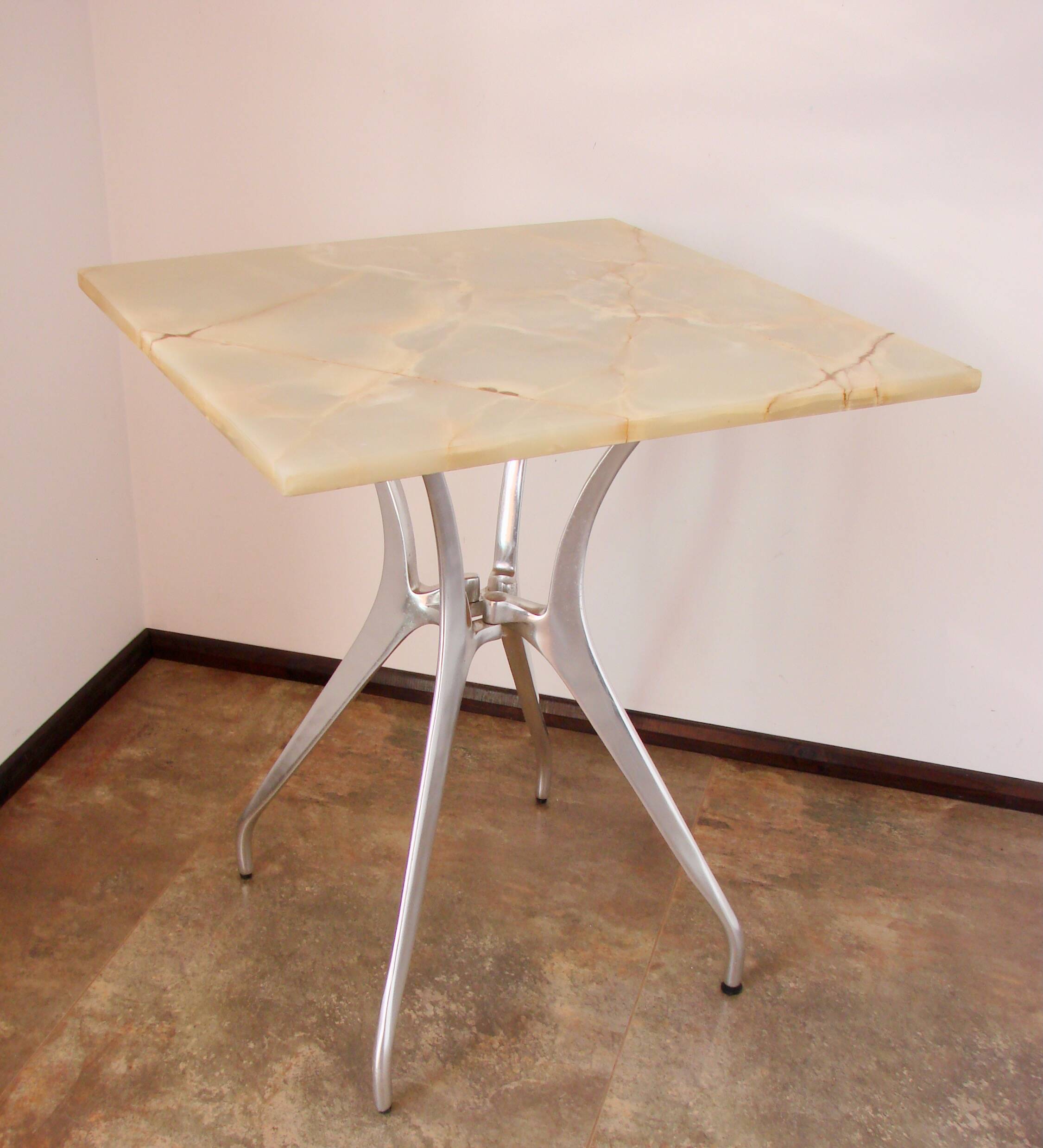 Modernist stone table from the 1970s – aluminum, vintage