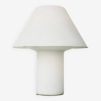 Lampe de table champignon en verre opale givré
