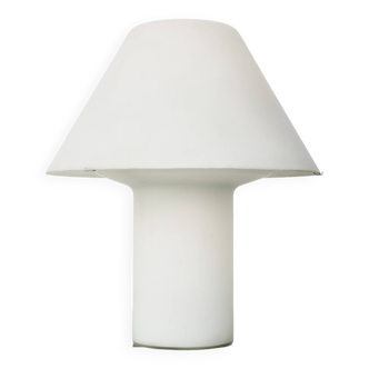 Lampe de table champignon en verre opale givré