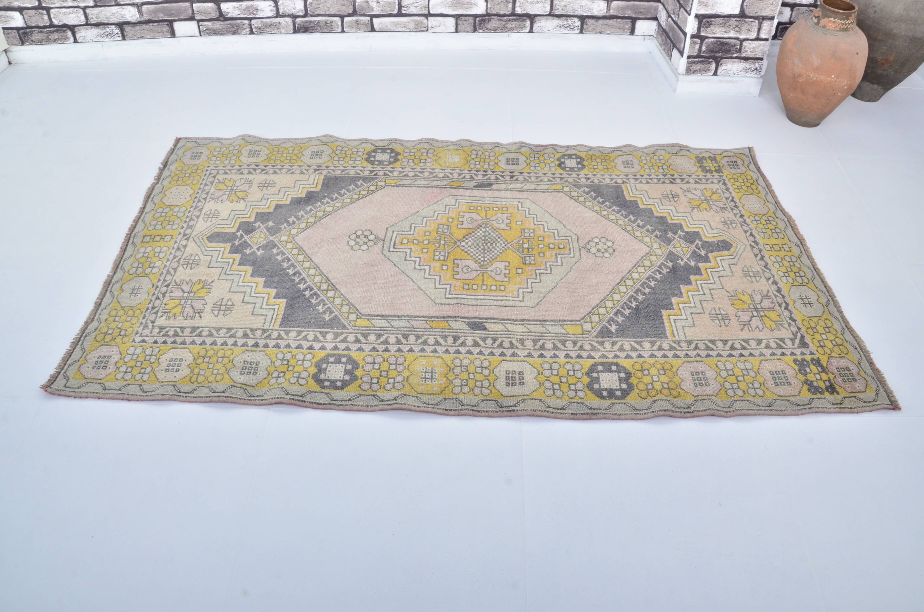 Anatolian Light Pink & yellow Vintage Rug sku 3574