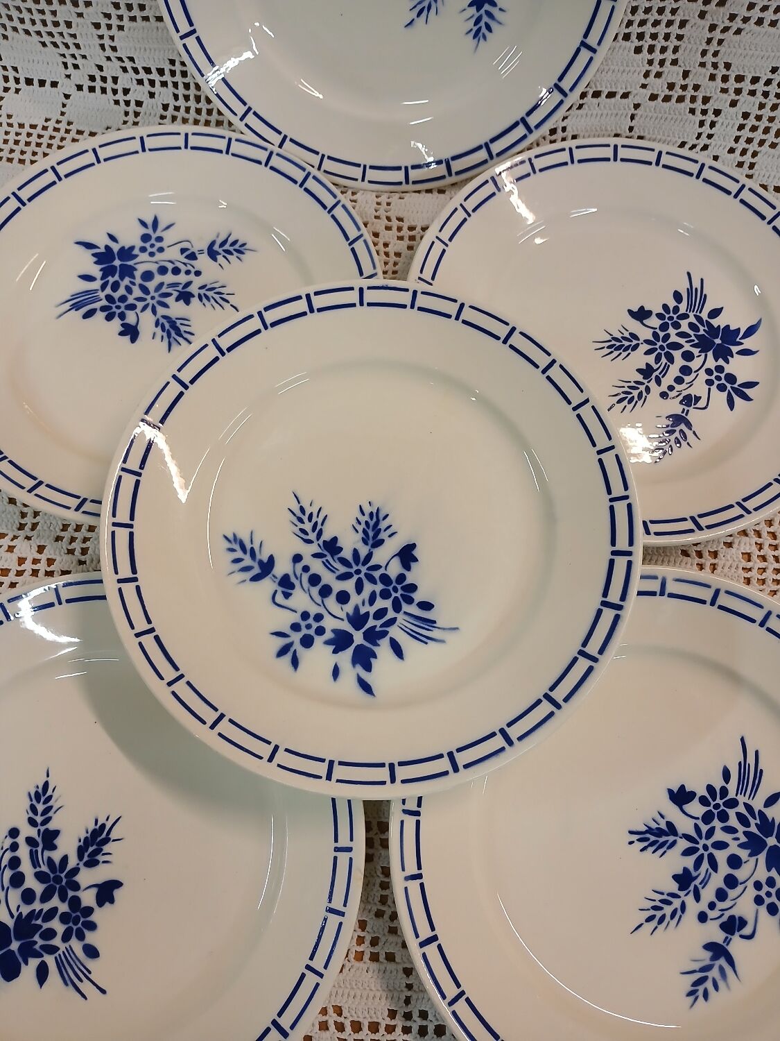 6 antique Badonviller dinner plates