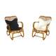 Pair of armchairs vintage rattan with skins