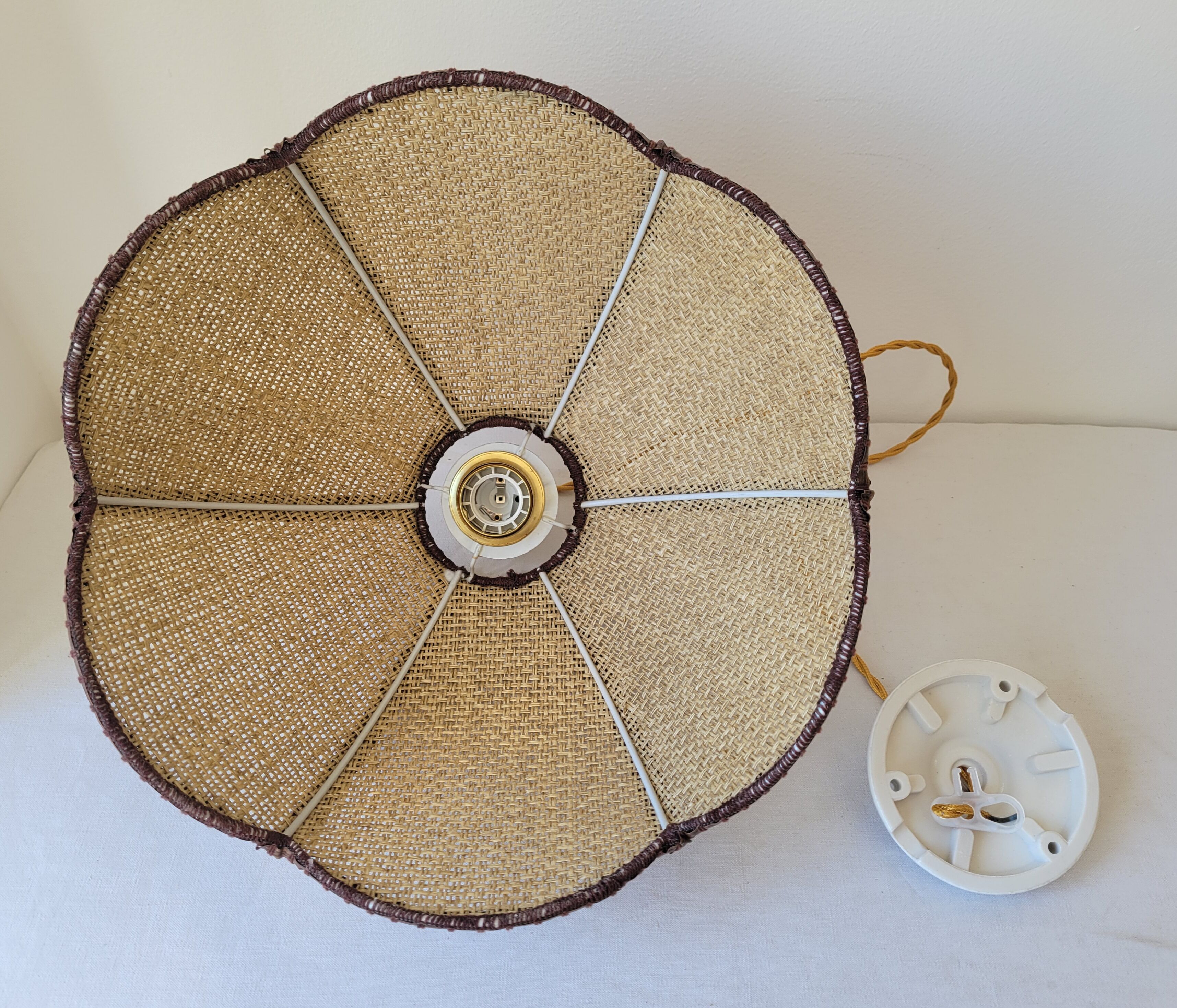 Suspension en rabane et cuir