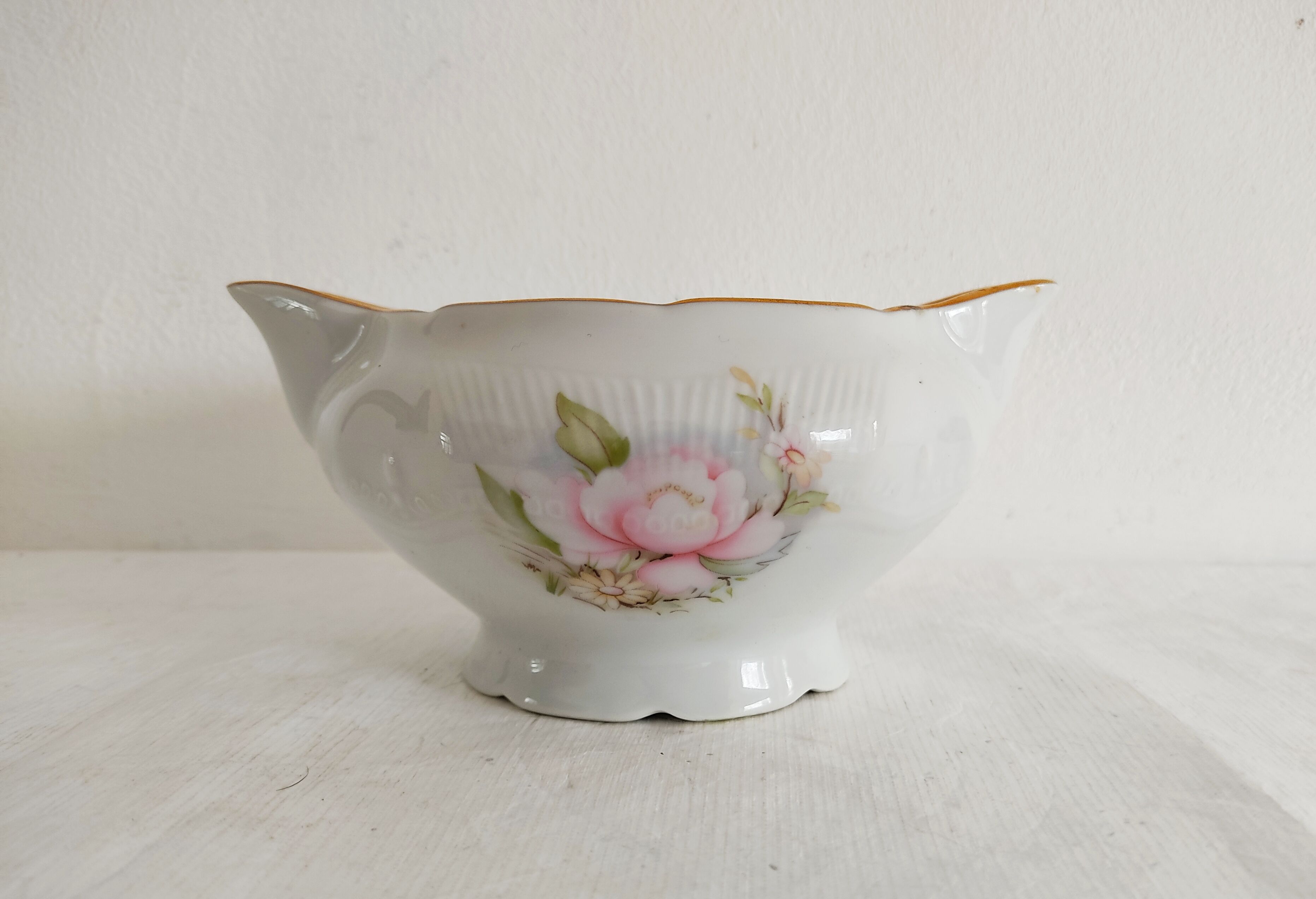 Limoges porcelain saucière decorated with flowers