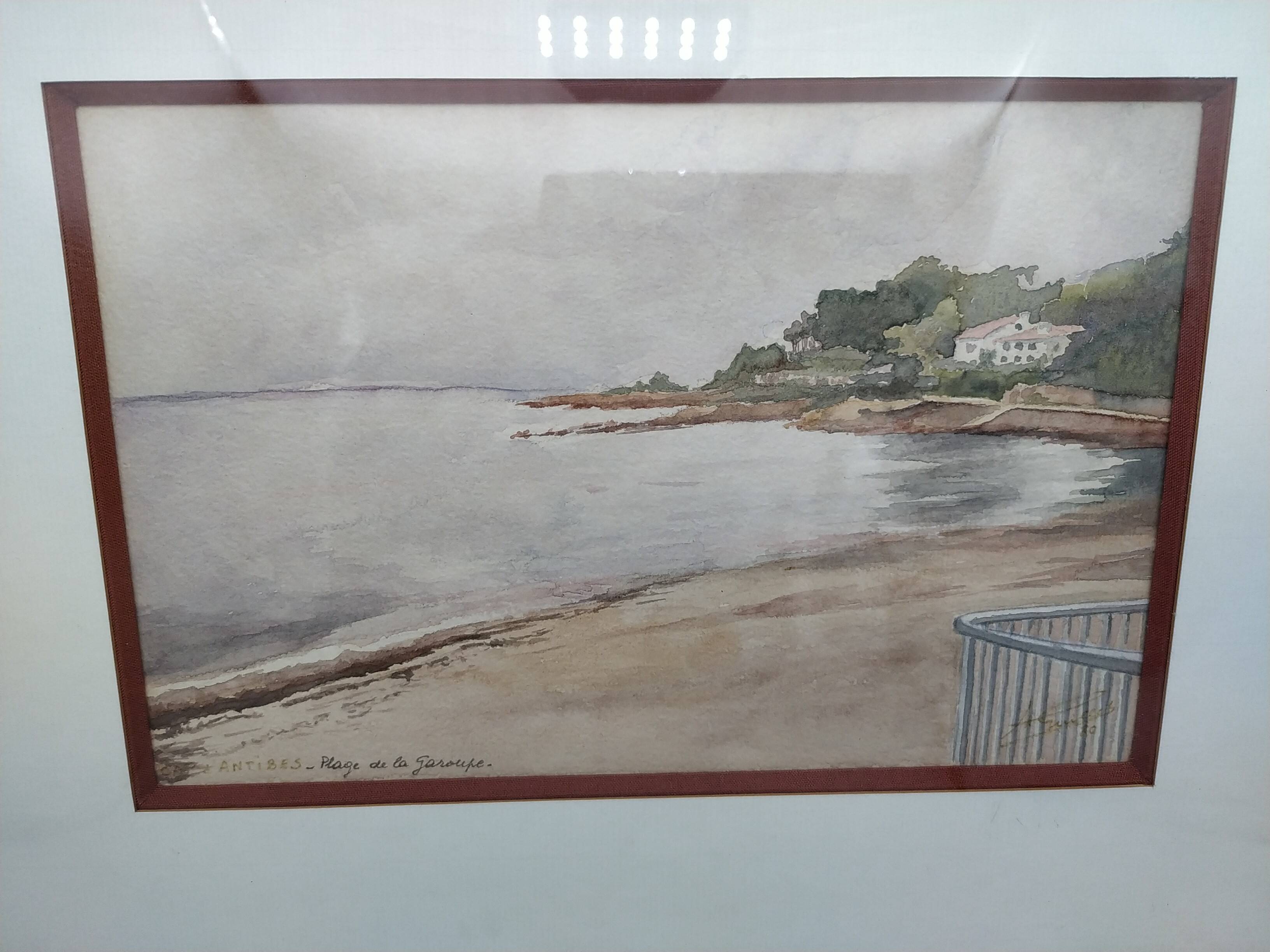 Aquarelle "Plage de la Garoupe Antibes"