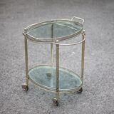 Vintage serving trolley, living room furniture, oval serving trolley, occasional furniture, shelf, bar on wheels