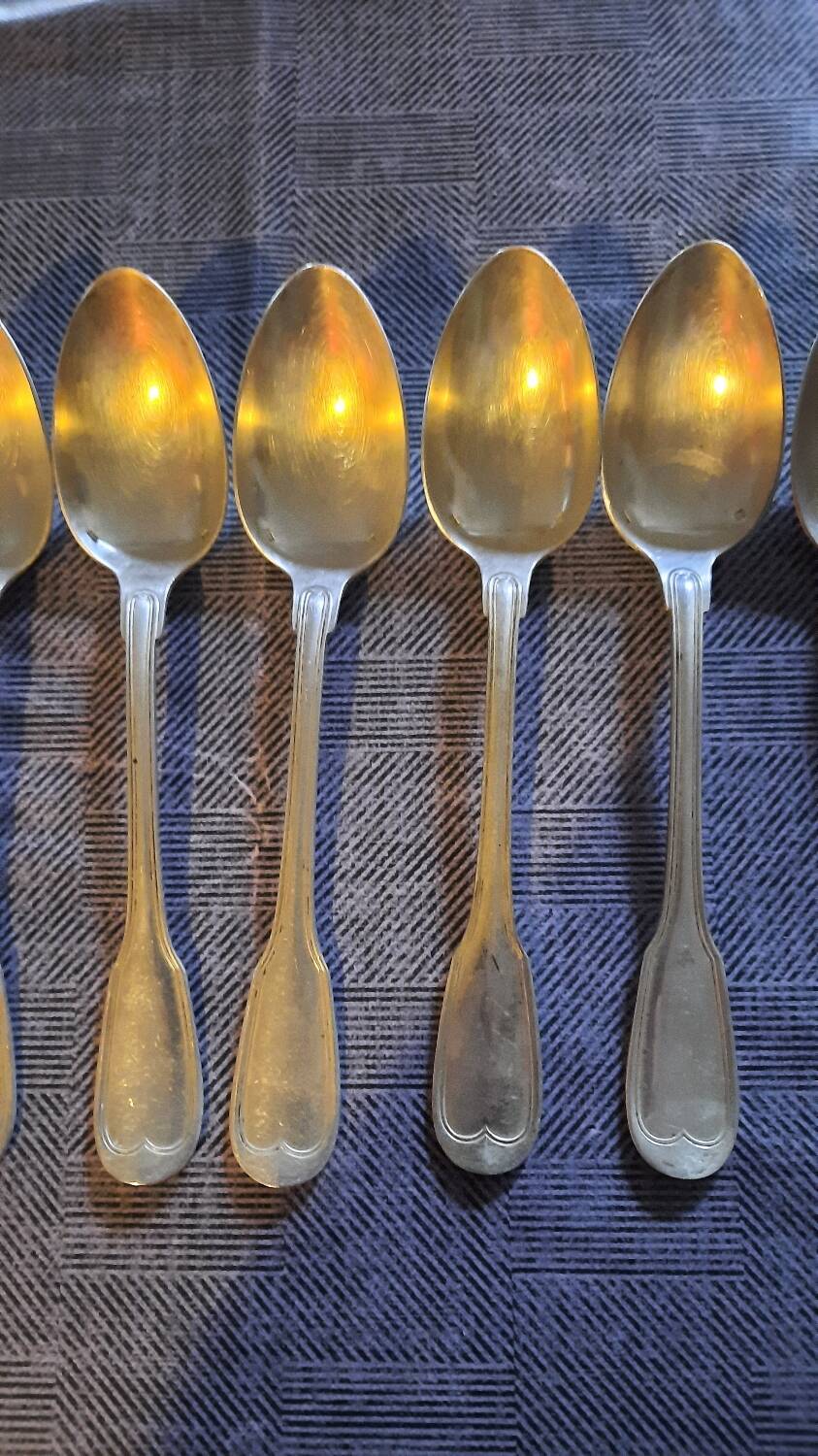 12 silver-plated soup spoons