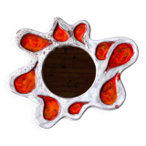 Stylized ceramic sun-shaped mirror, Vallauris