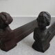 Paire chenets anciens fonte "roses de mai" cheminée antique andirons