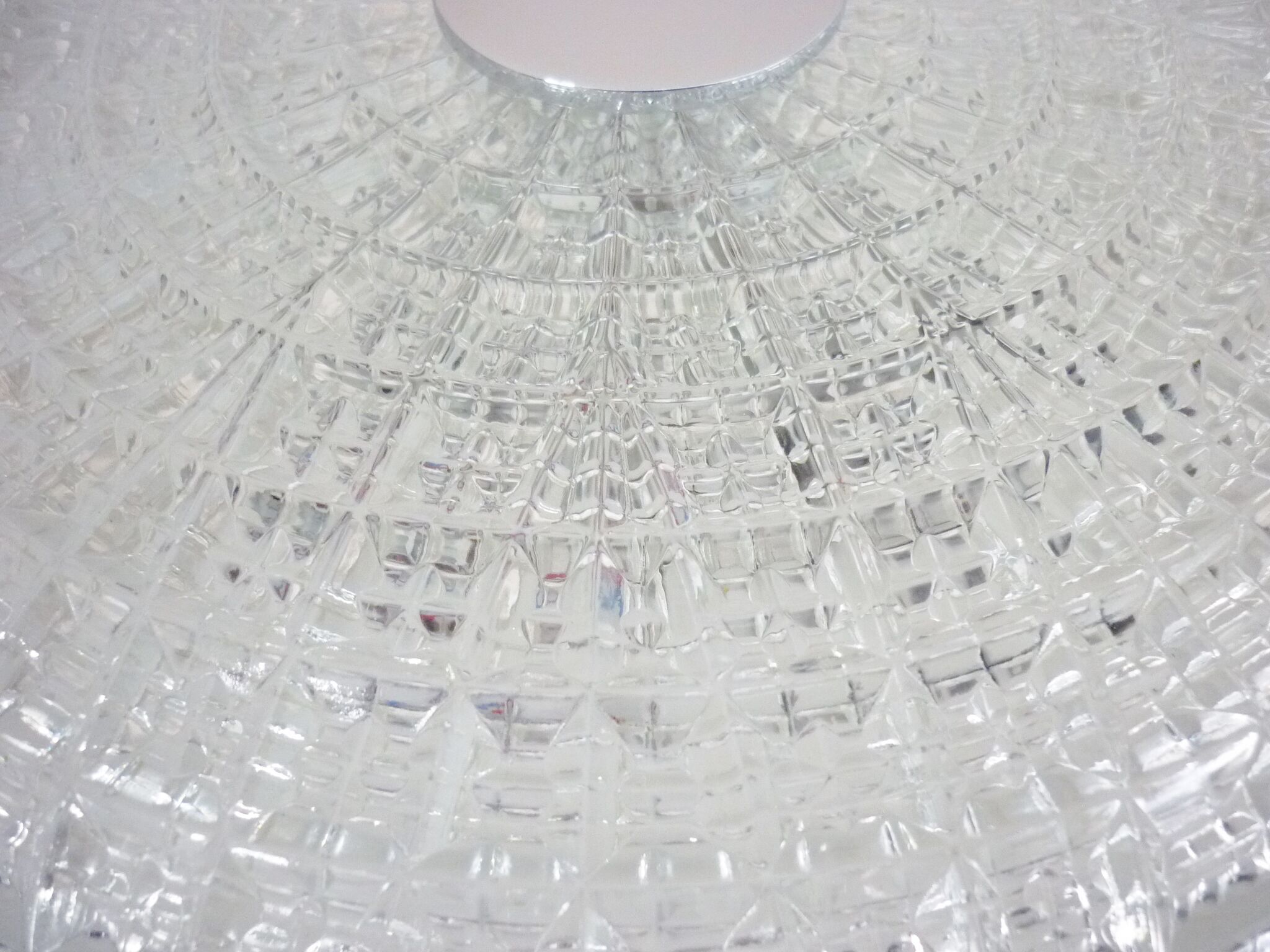 Ceiling lamp, vintage wall lamp, thick glass and chrome, 60s/70s