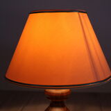 Vintage table lamp in turned wood and fabric lampshade