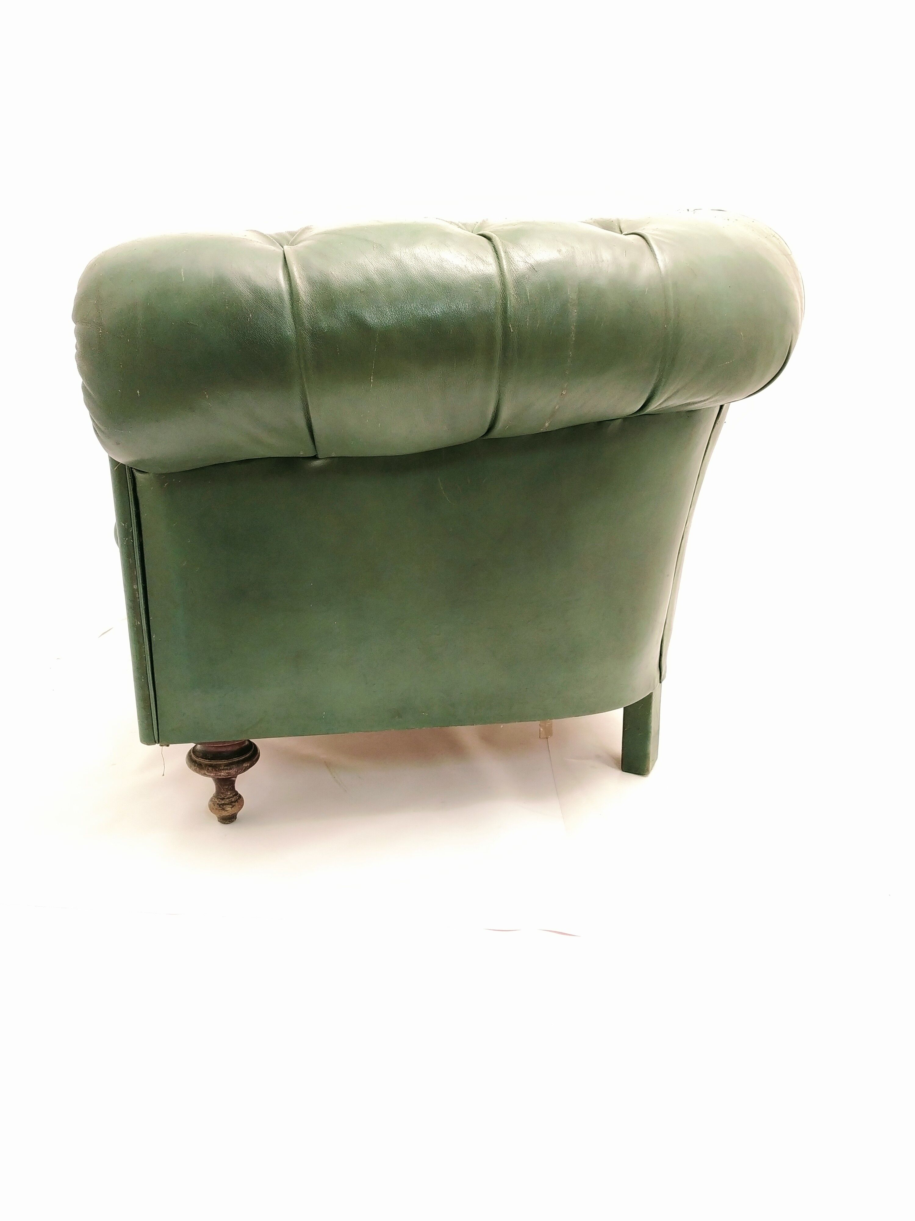 Former chesterfield green leather chair
