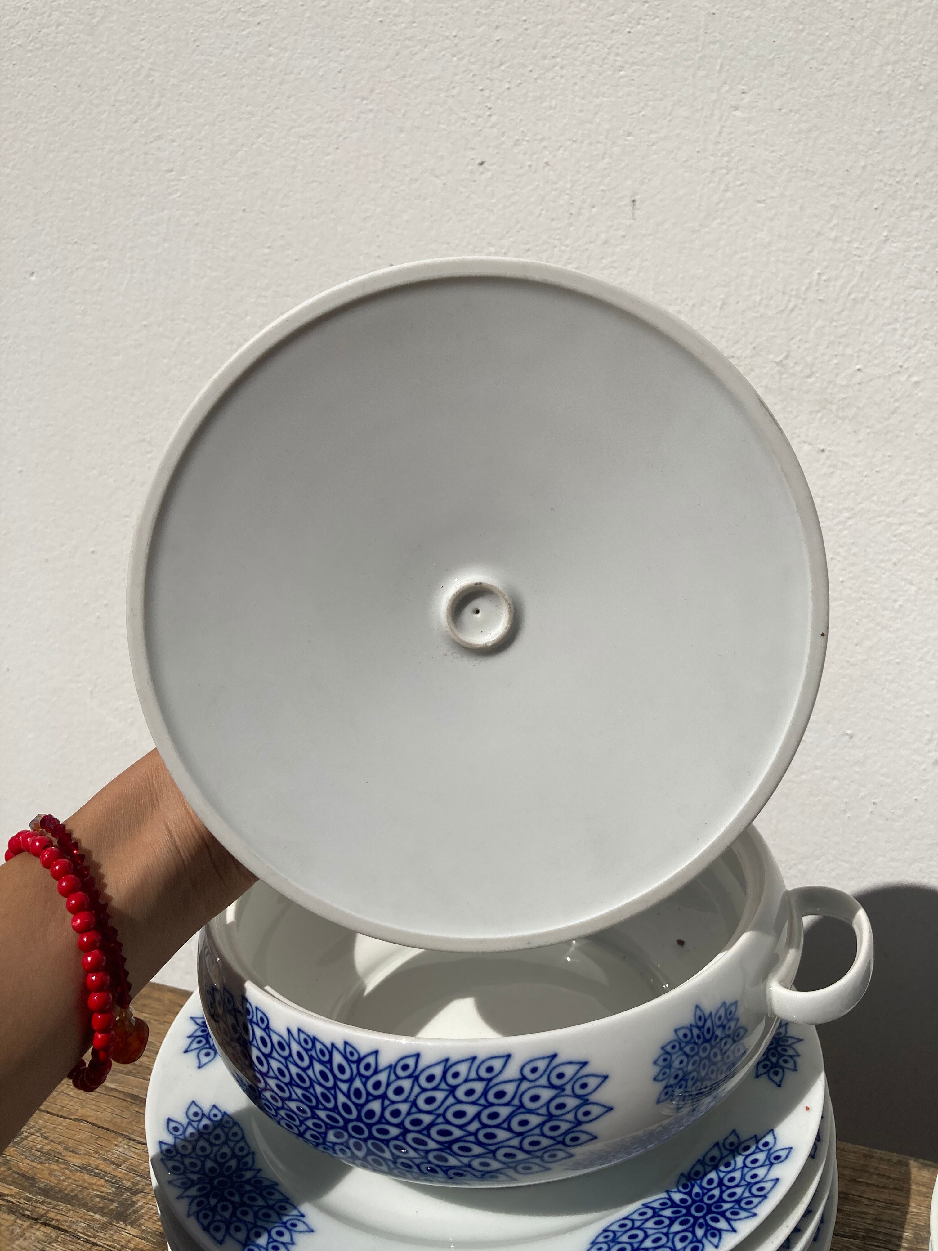 Service 8 personnes allemand bleu assiettes avec une soupière