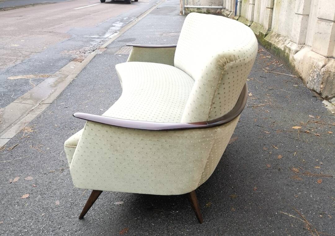 Water green velvet cabinetmaker's arc sofa