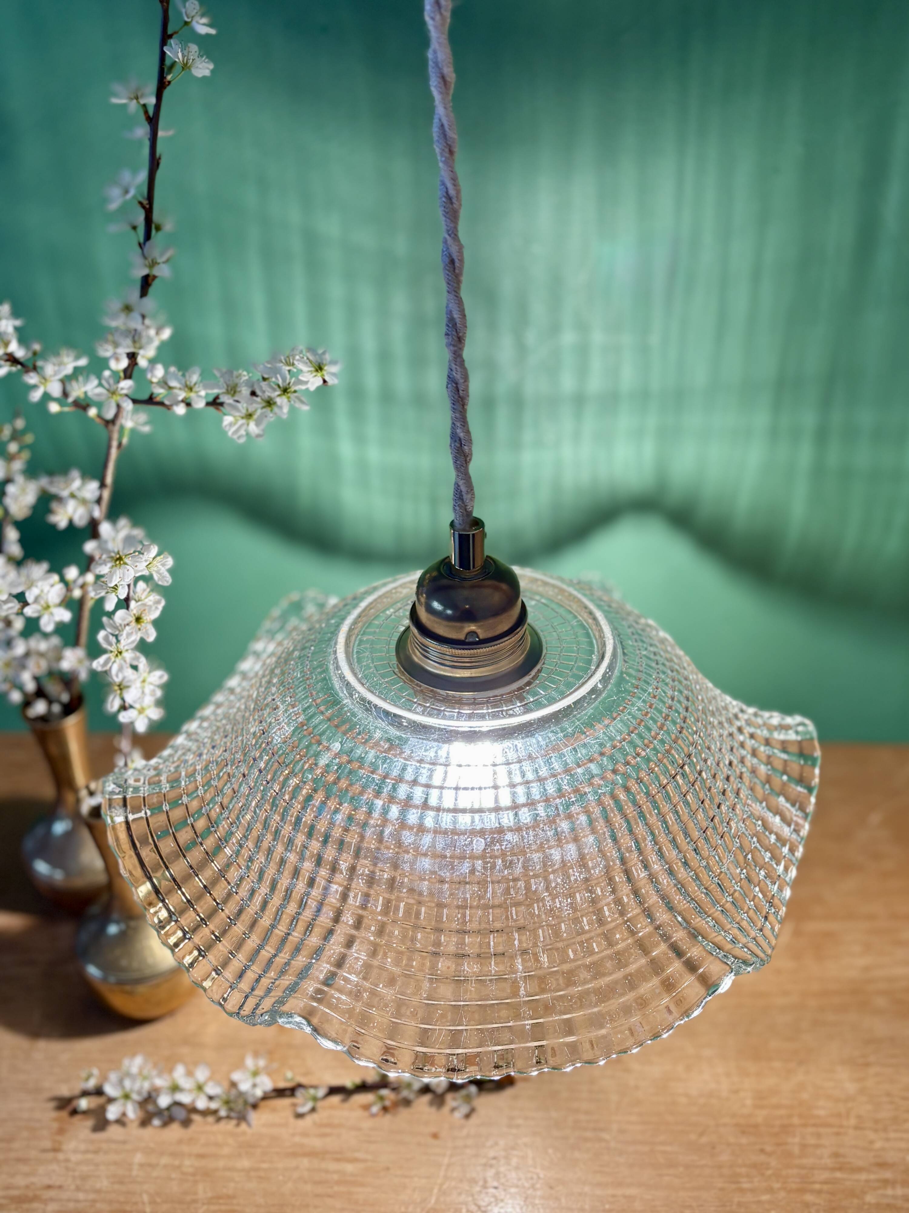 Vintage glass pendant light - tableware collection -