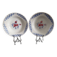 Set of 2 soup plates, Henri model, blue and red flowers Lunéville
