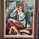 Original Swedish Oil on Canvas - "Portrait of a Young Woman" by M. Costa - Signed - Vintage and Framed - 82.5 × 67.3 cm