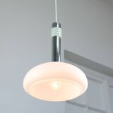 Mid-Century Danish Chrome & Opaline Pendant Lamp, 1960s