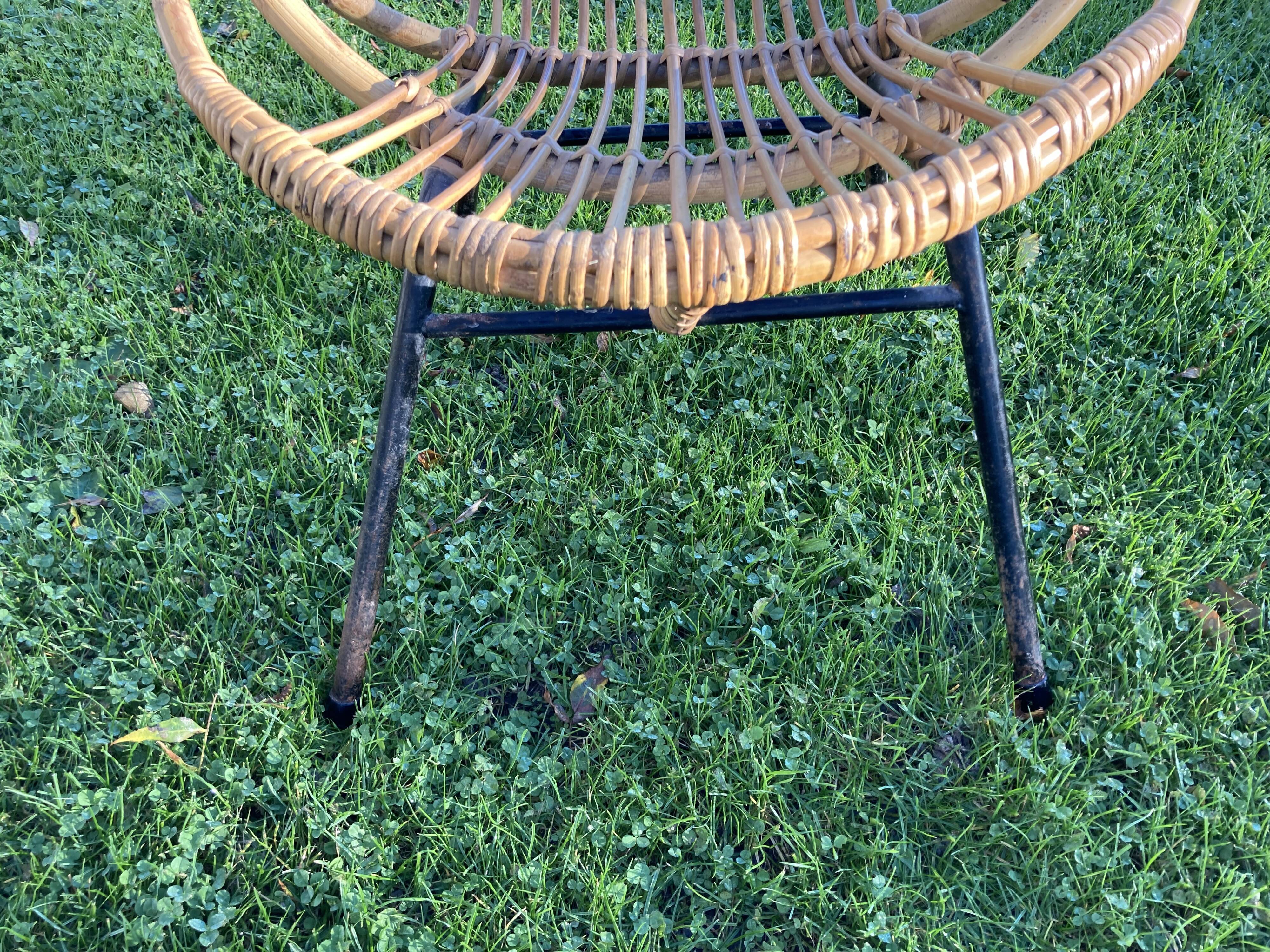 Rattan armchair Dirk Van Sliedregt for Rohe Noordewolde 60s