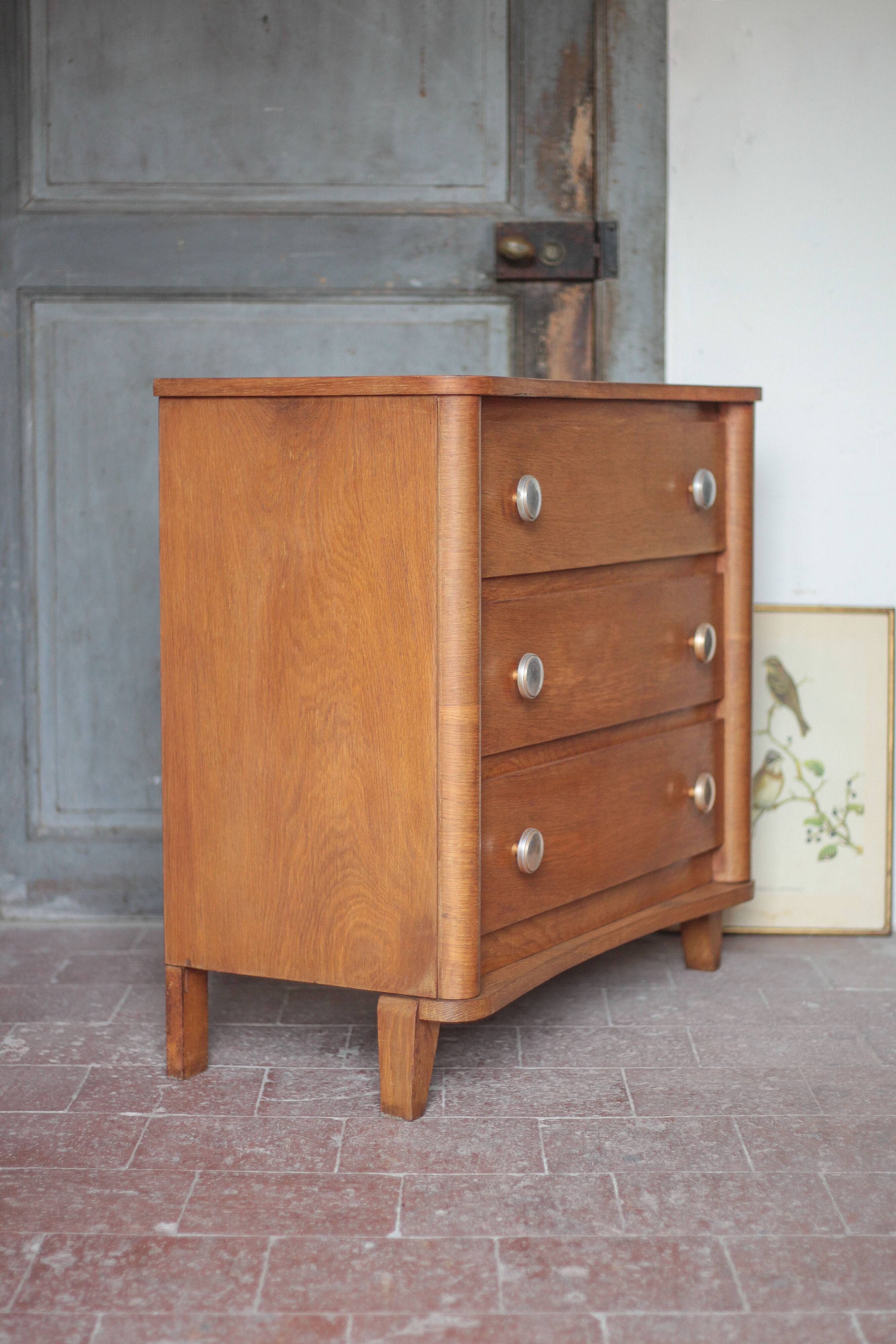 Wooden commode with 3 drawers, storage unit, antique, Art Deco