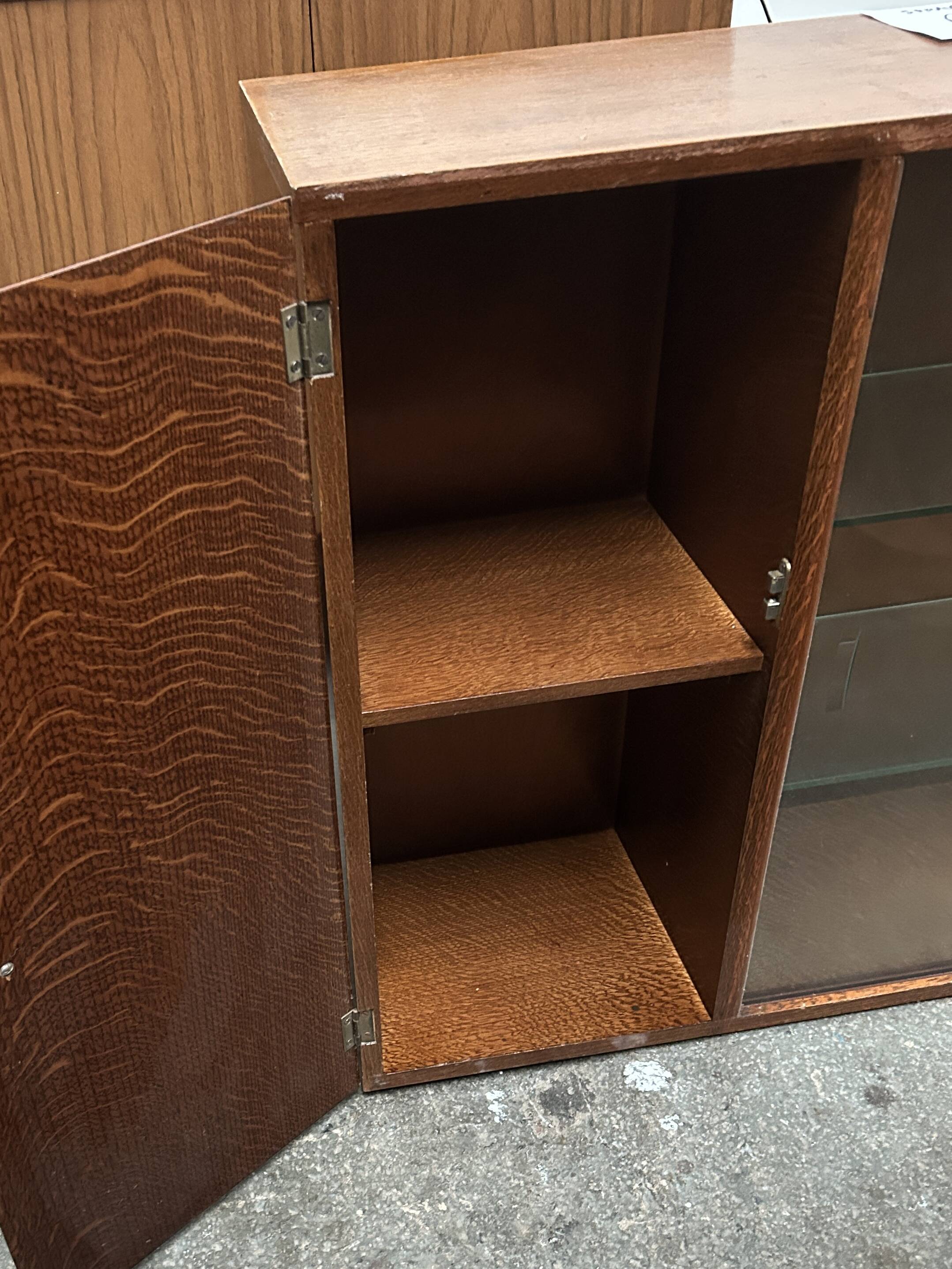 Mid Century vintage  bookcase with sliding glass doors by Turnidg