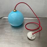 Lot 3 vintage blue opaline hanging lamps