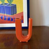 Space age U letter ceramic solifleur vase, Marcel Radureau France 1970