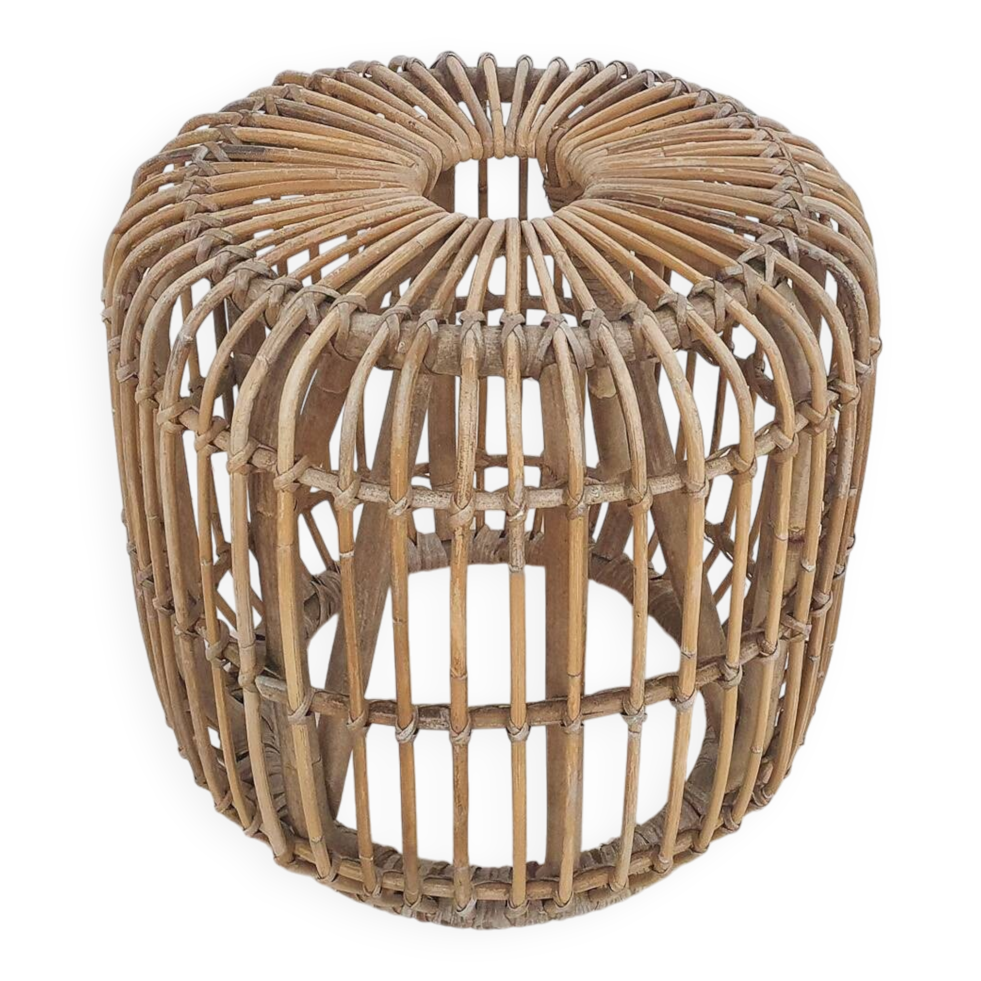 Tabouret rond en rotin