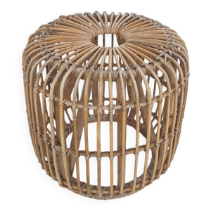 Tabouret rond en rotin