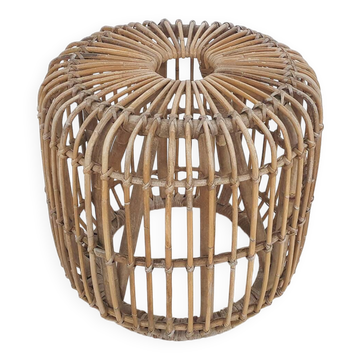 Tabouret rond en rotin