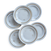 6 assiettes à dessert vintage Moulin des loups modèle Caruso – Faïence bleu