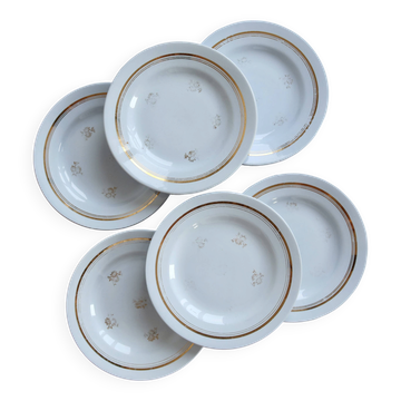 6 assiettes à dessert vintage Moulin des loups modèle Caruso – Faïence bleu