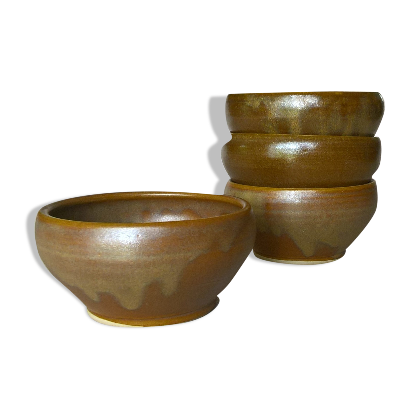 Four Digoin golden sandstone bowls