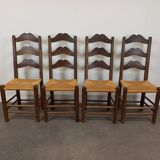 Straw brutalist chairs, set of 4