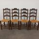 Chaises brutalistes paillées, lot de 4