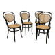 Set of 4 bentwood bistro chairs in black with caning.
