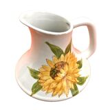 Ancien pichet céramique émaillée décor tournesol