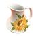 Antique glazed ceramic pitcher with sunflower decoration